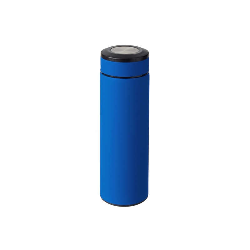 Вакуумный термос "Vacuum Flask C1", soft touch, 420мл, синий с логотипом