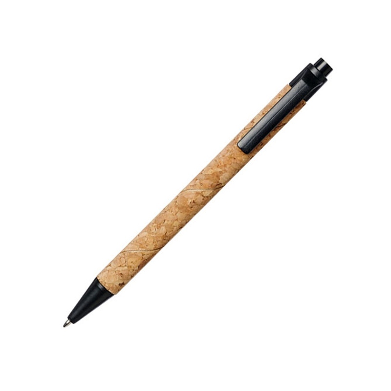 Шариковая ручка Midar из пробки и пшеничной соломы, черный с логотипом