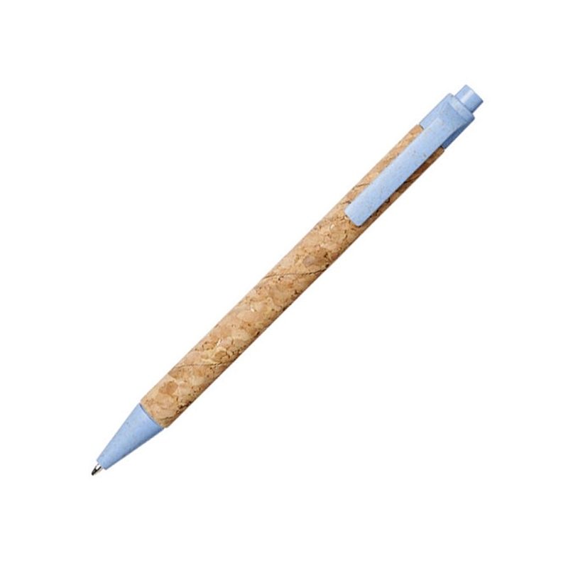 Шариковая ручка Midar из пробки и пшеничной соломы, cиний с логотипом