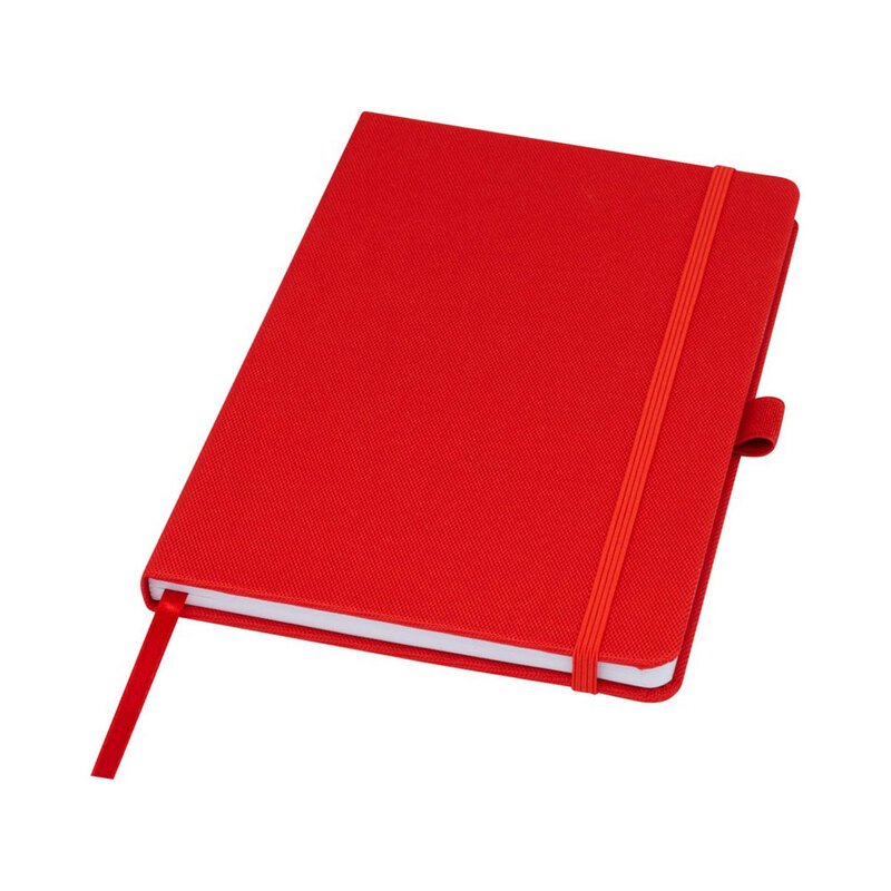 Блокнот Honua форматом A5 из переработанной бумаги с обложкой из переработанного ПЭТ, красный с логотипом