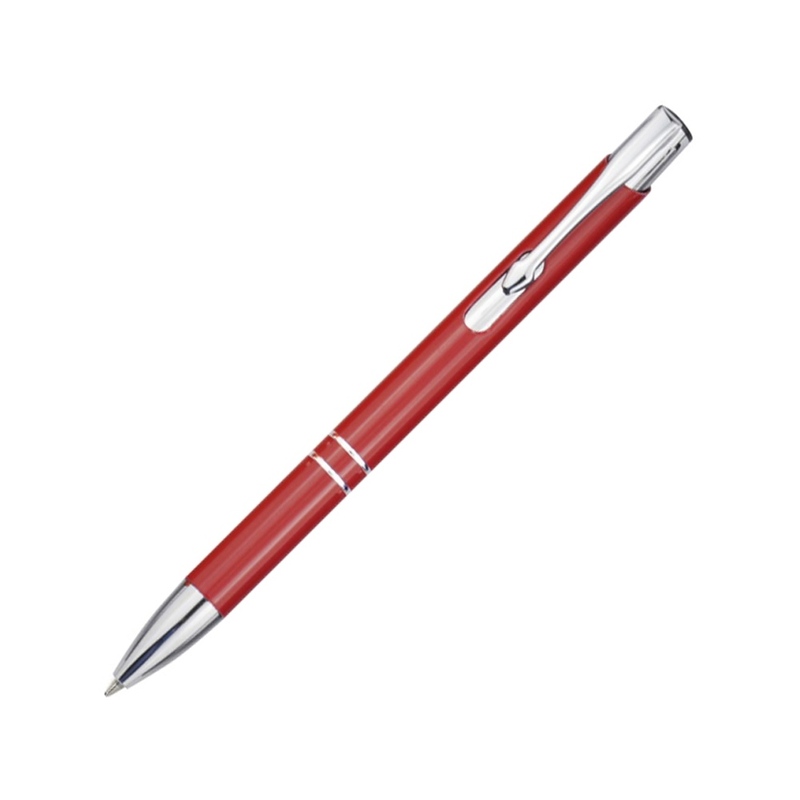 Шариковая ручка Moneta из переработанного алюминия - Красный с логотипом