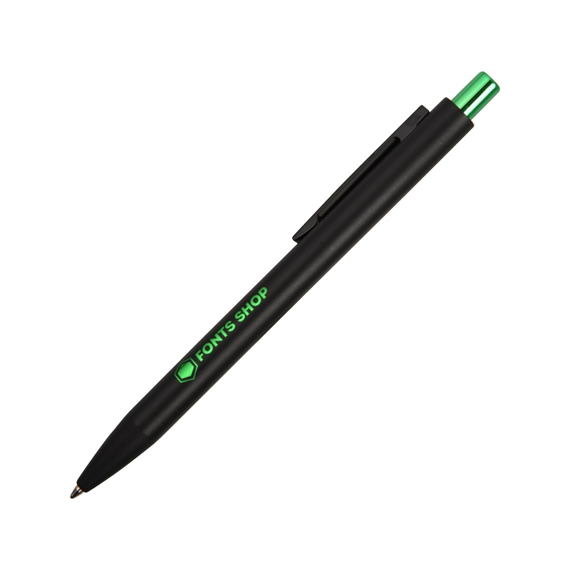 Ручка металлическая шариковая «Blaze» с цветным зеркальным слоем, черный/зеленое яблоко с логотипом