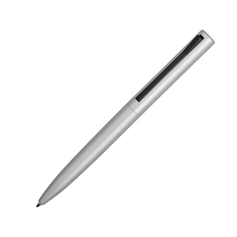 Ручка металлическая шариковая «Bevel», серебристый/черный с логотипом