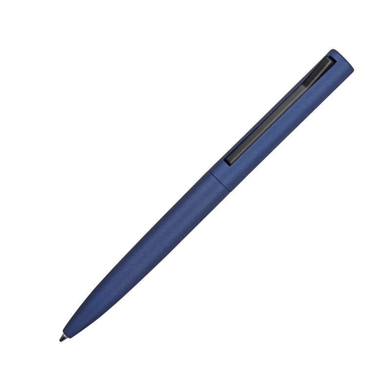 Ручка металлическая шариковая «Bevel», синий/черный с логотипом