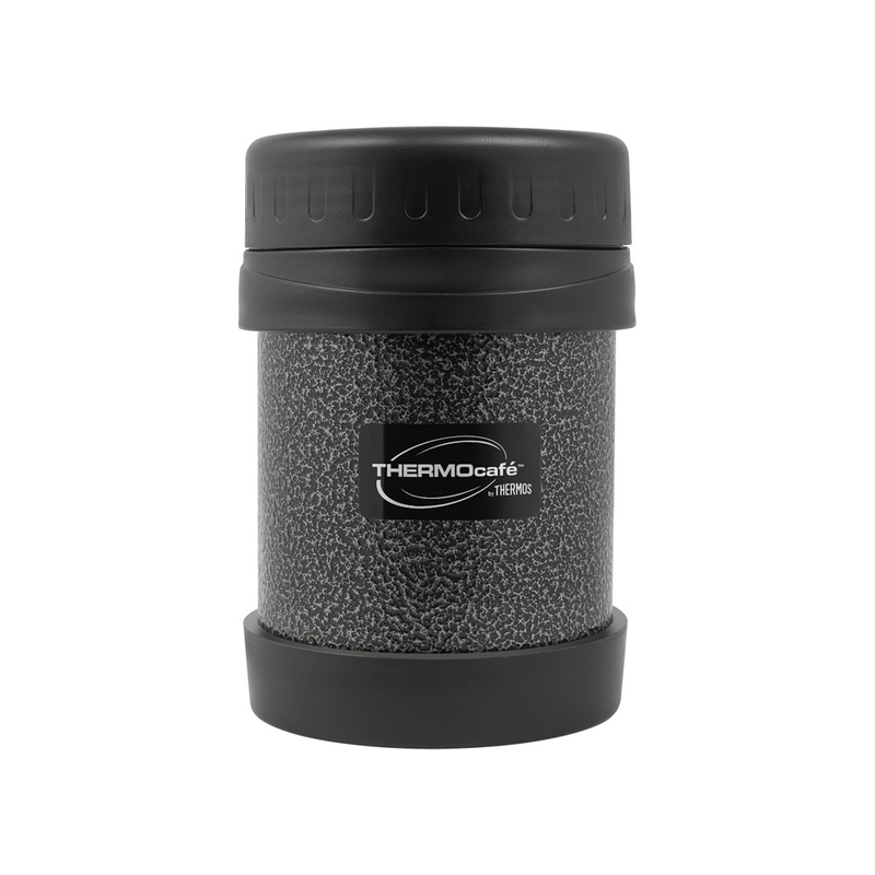 Термос из нерж. стали для еды тм ThermoCafe HAMJNL-350FJ Hammertone Coating, 0.35L, серый с логотипом