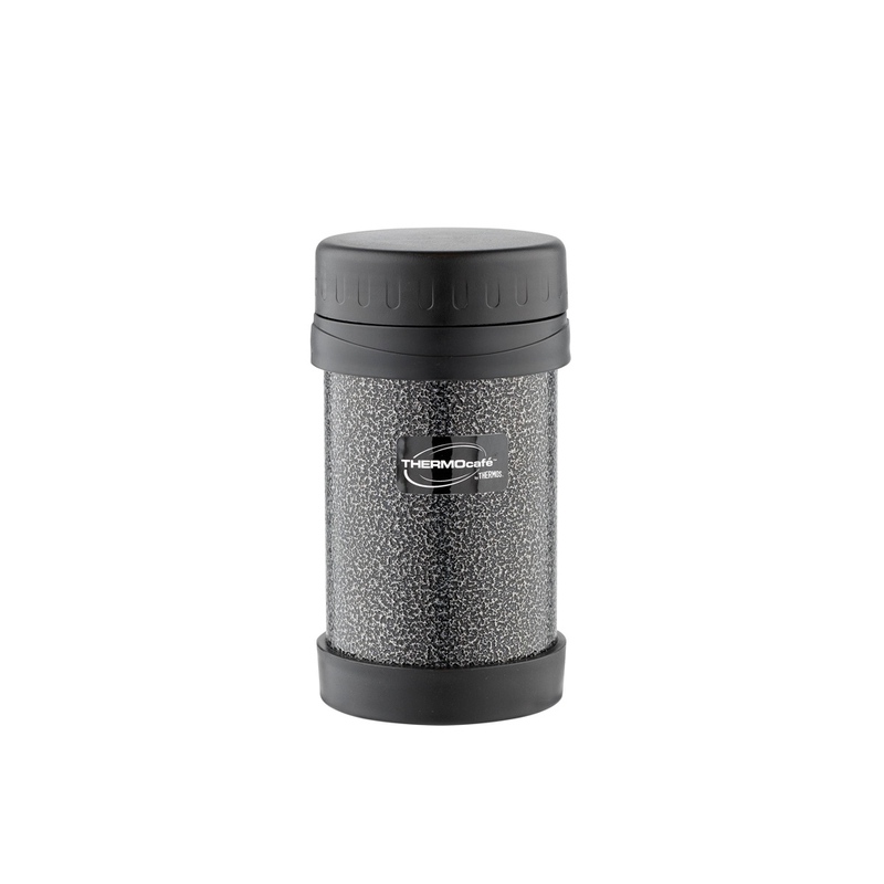 Термос из нерж. стали для еды тм ThermoCafe HAMJNL-500FJ Hammertone Coating, 0.5L, серый с логотипом