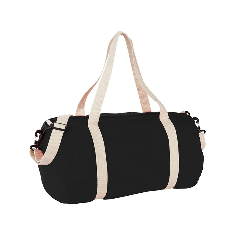 Хлопковая сумка Barrel Duffel, черный/бежевый с логотипом