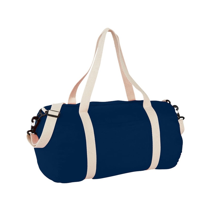 Хлопковая сумка Barrel Duffel, темно-синий/бежевый с логотипом