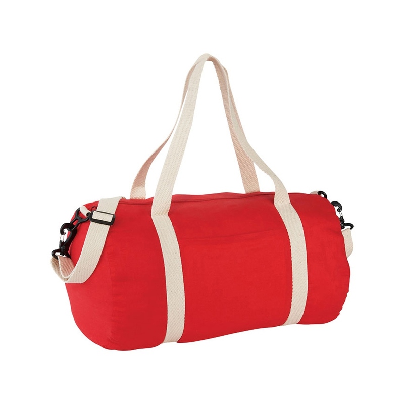 Хлопковая сумка Barrel Duffel, красный/бежевый с логотипом