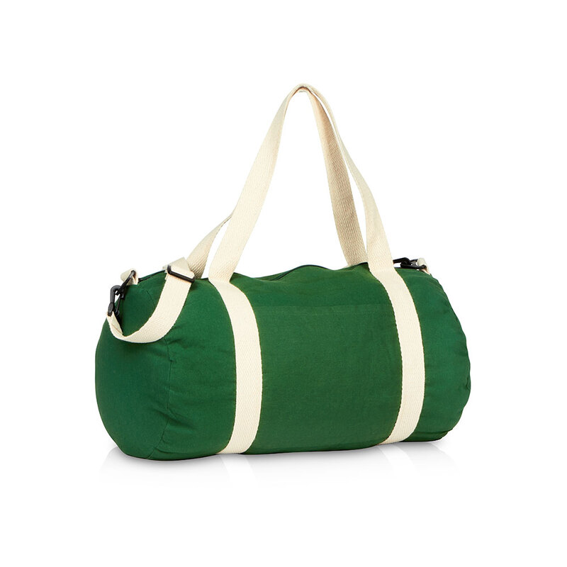 Хлопковая сумка Barrel Duffel, зеленый/бежевый с логотипом