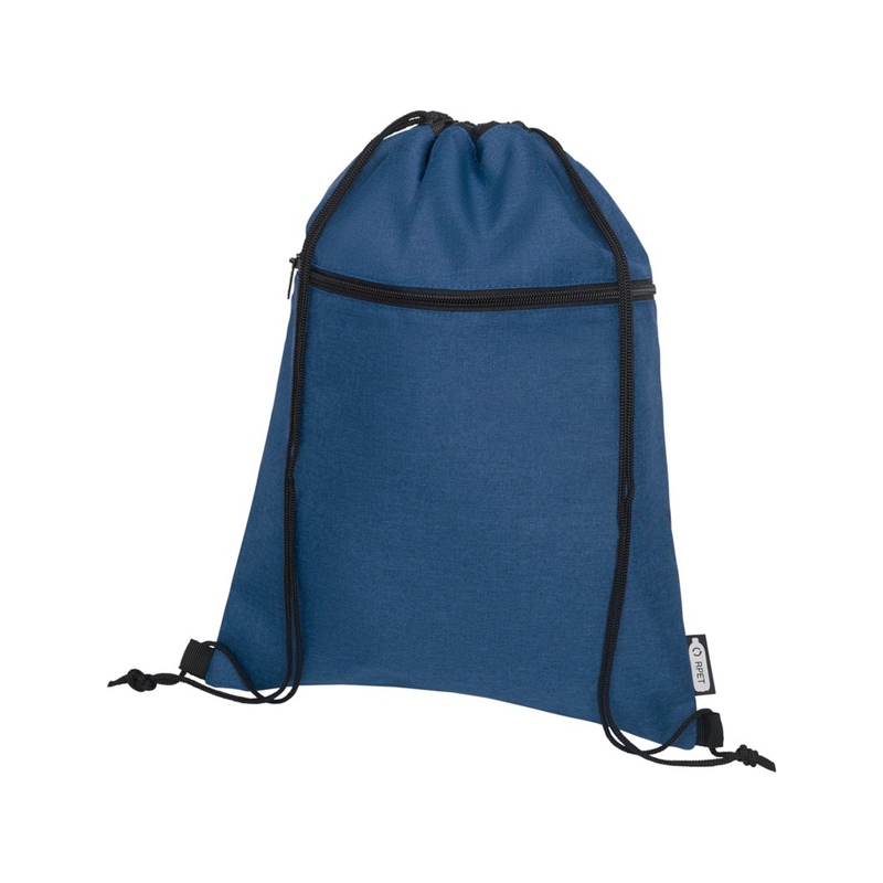 Рюкзак со шнурком Ross из переработанного ПЭТ, heather navy с логотипом