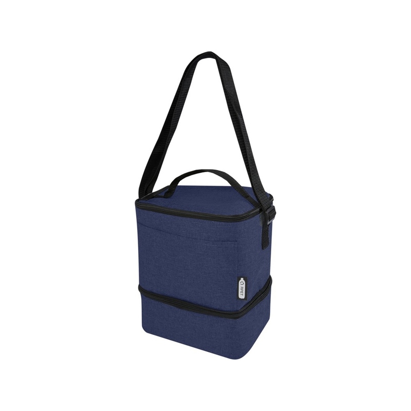 Tundra, сумка-холодильник из переработанного PET-пластика, для обеда, на 9 банок - Heather navy с логотипом