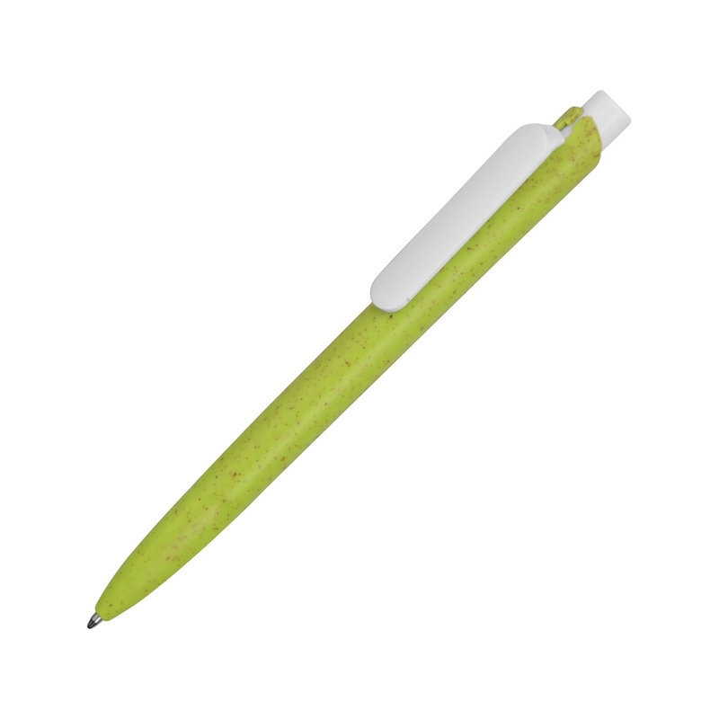 Ручка шариковая "ECO W", зеленое яблоко с логотипом