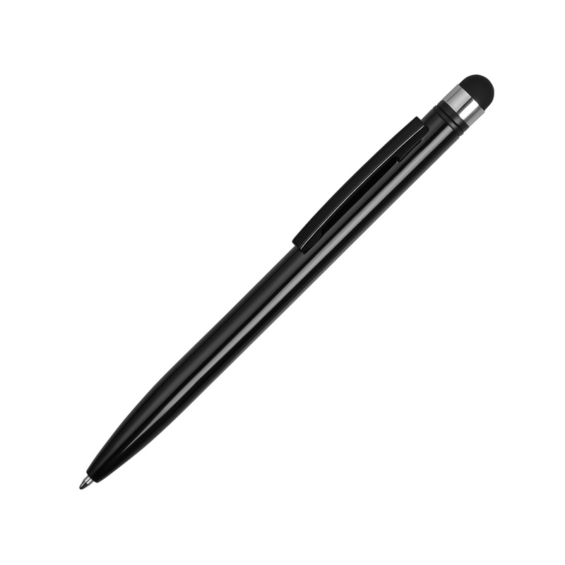 Ручка-стилус пластиковая шариковая «Poke», черный с логотипом