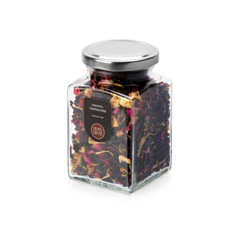Чай черный, серия "Bouquet", манго-маракуйя, стеклянная банка с логотипом