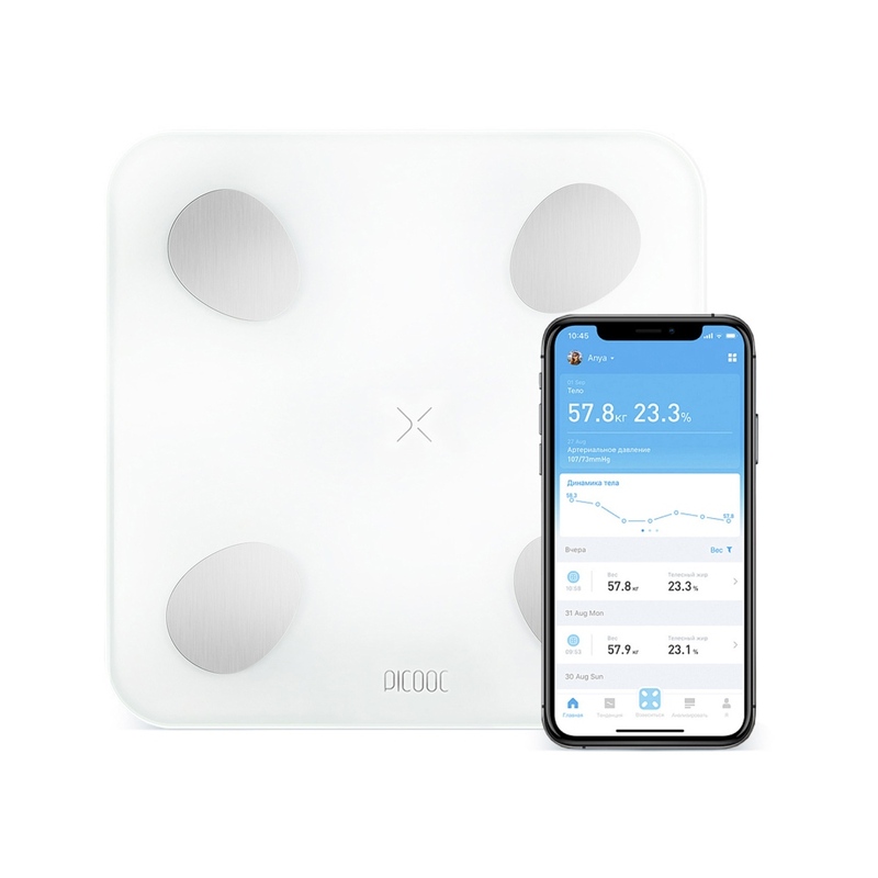 Умные диагностические весы Picooc Mini Lite White (6924917717339), белый с логотипом