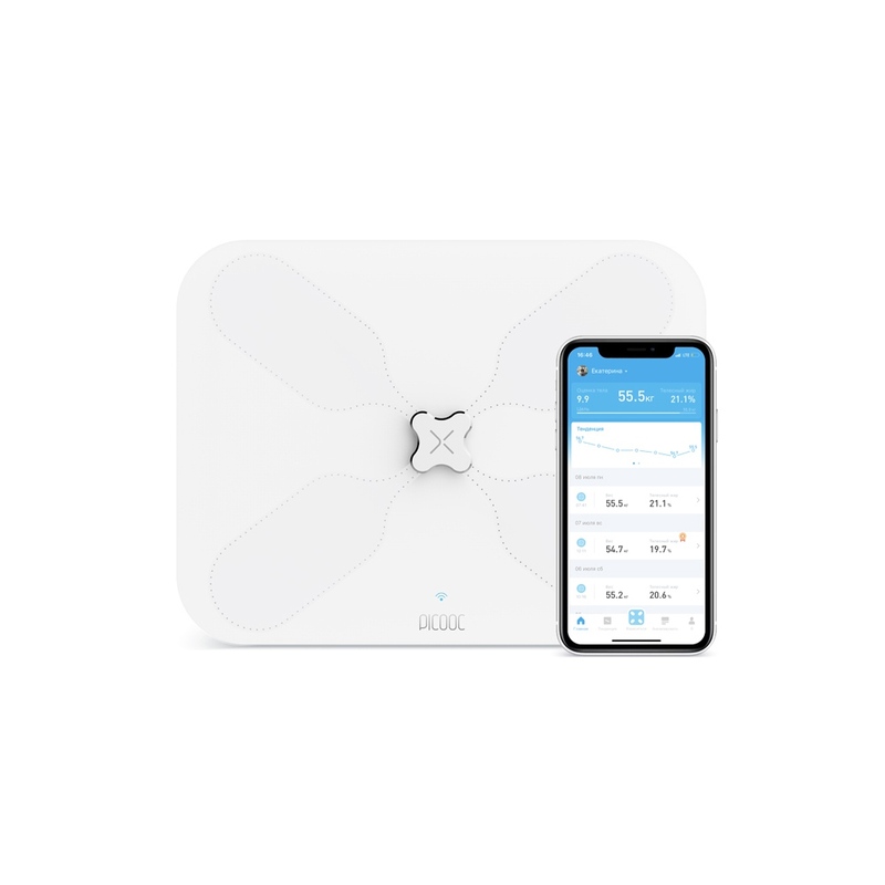 Умные диагностические весы с Wi-Fi Picooc S3 Lite White V2 (6924917717353), белый с логотипом