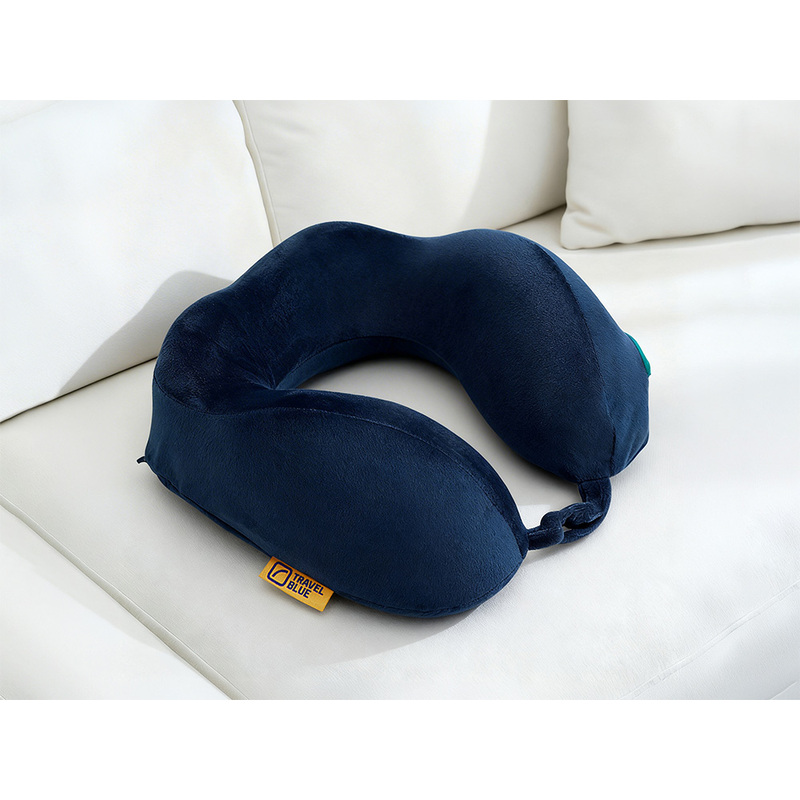Подушка для путешествий массажная Travel Blue Massage Tranquility Pillow (217), цвет темно-синий с логотипом
