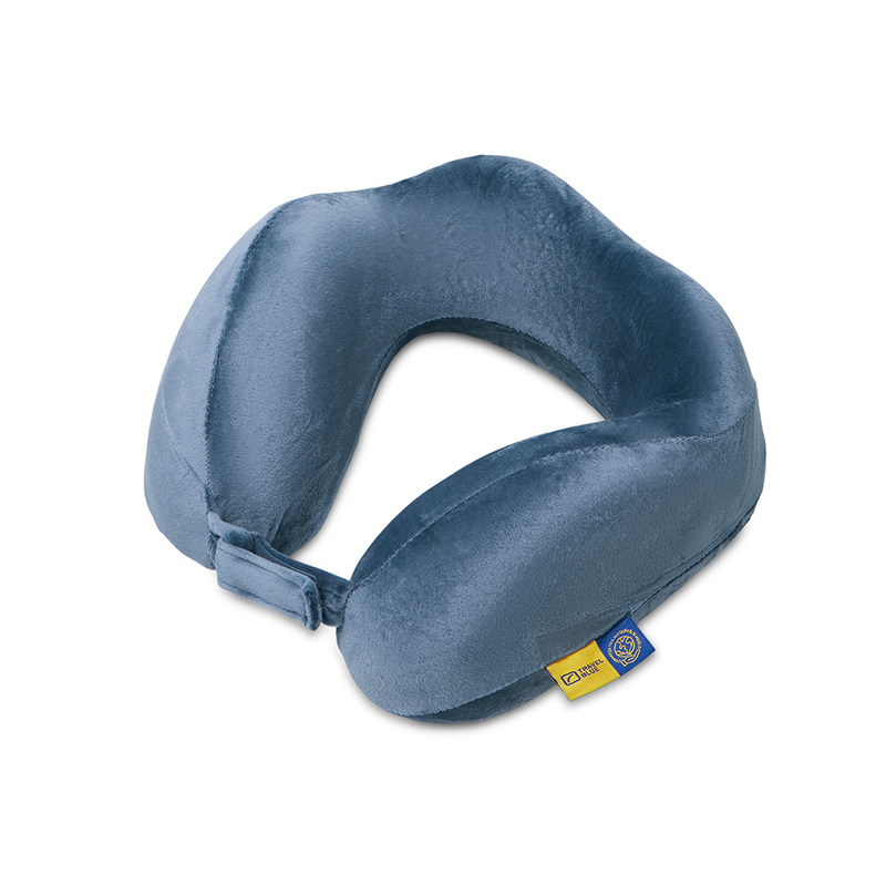 Подушка для путешествий с эффектом памяти Travel Blue Tranquility Pillow, увеличенная (212), цвет синий с логотипом