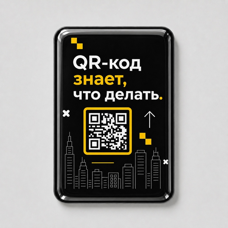 Смоляной стикер вертикальный для прикассовой зоны L, 9,3х13,7 см с логотипом