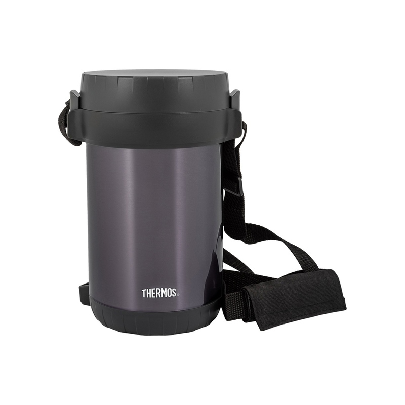Термос из нерж.стали с пластиковыми контейнерами и ложкой тм THERMOS JBG-1800 Food Jar 1.8L, серый с логотипом