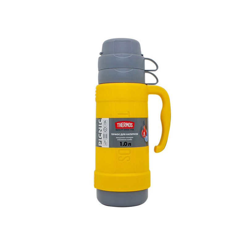 Термос со стеклянной колбой тм THERMOS PICNIC 40 Series Yellow 1,0L с логотипом