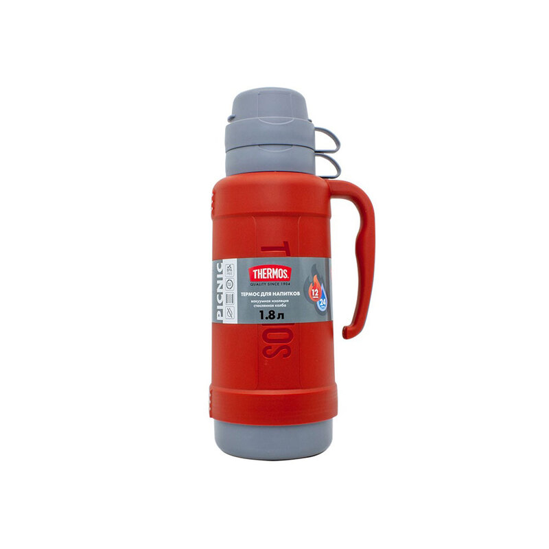 Термос со стеклянной колбой тм THERMOS PICNIC 40 Series Red 1,8L с логотипом