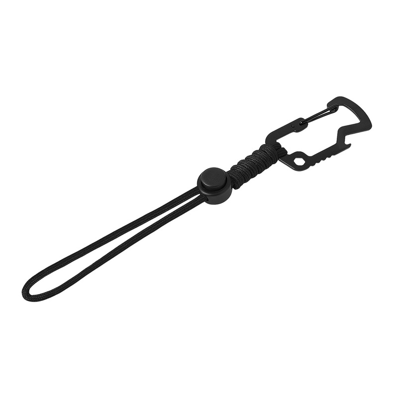 Брелок-шнурок "Spanner" с карабином с открывашкой для бутылок и ключом-шестигранником, черный с логотипом