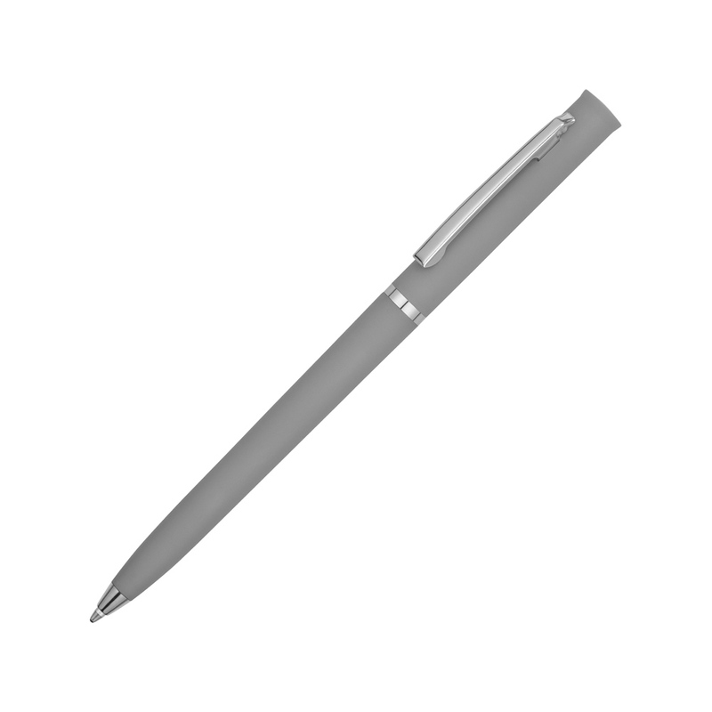 Ручка шариковая "Navi" soft-touch, серый с логотипом