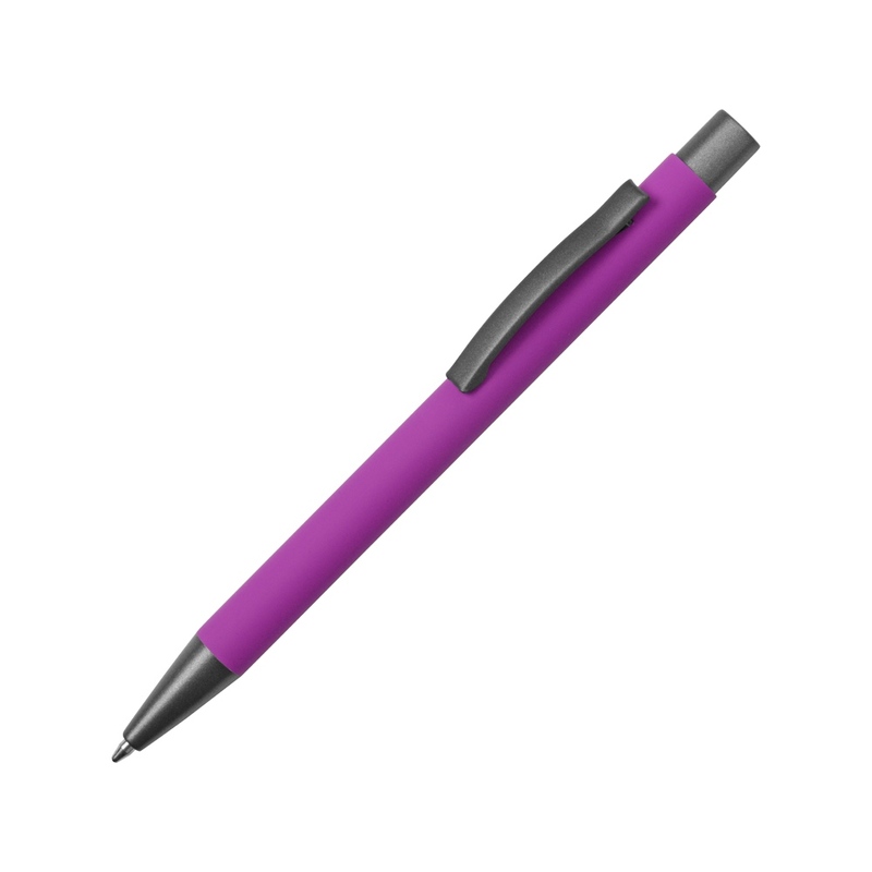 Ручка металлическая soft touch шариковая «Tender», фиолетовый/серый с логотипом