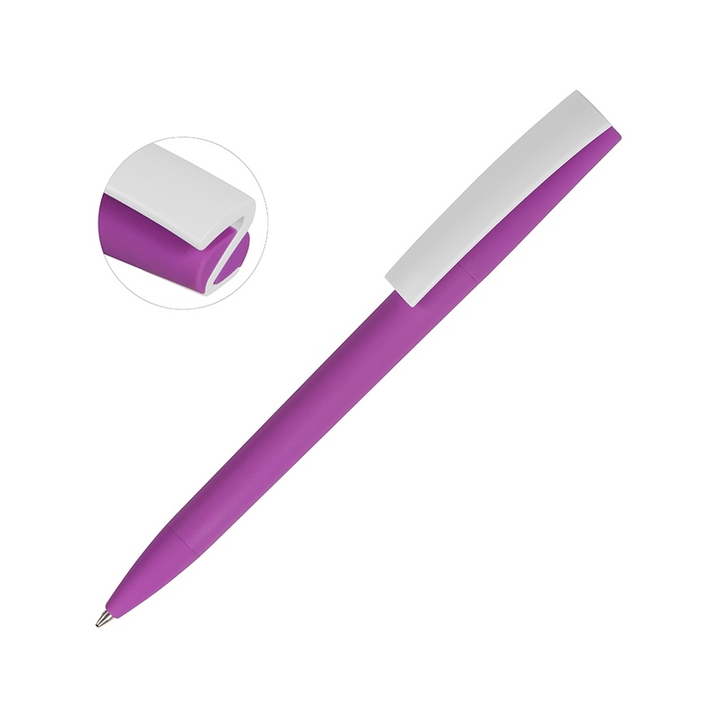 Ручка пластиковая soft-touch шариковая «Zorro», фиолетовый/белый с логотипом