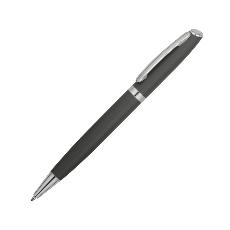 Ручка металлическая шариковая «Flow» soft-touch, серый/серебристый с логотипом