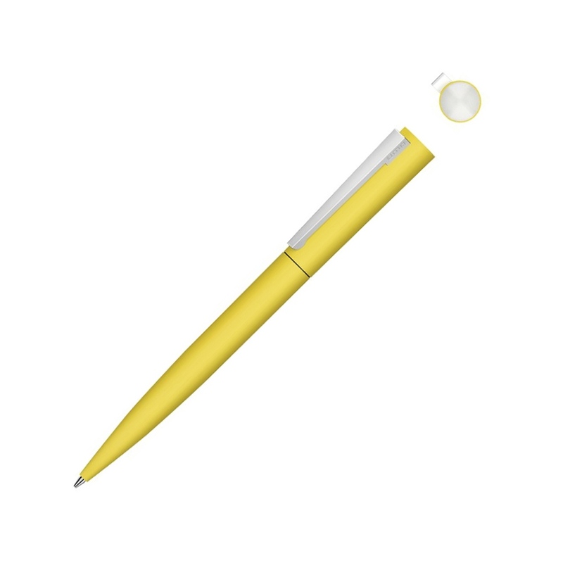 Металлическая шариковая ручка soft touch "Brush gum", желтый с логотипом