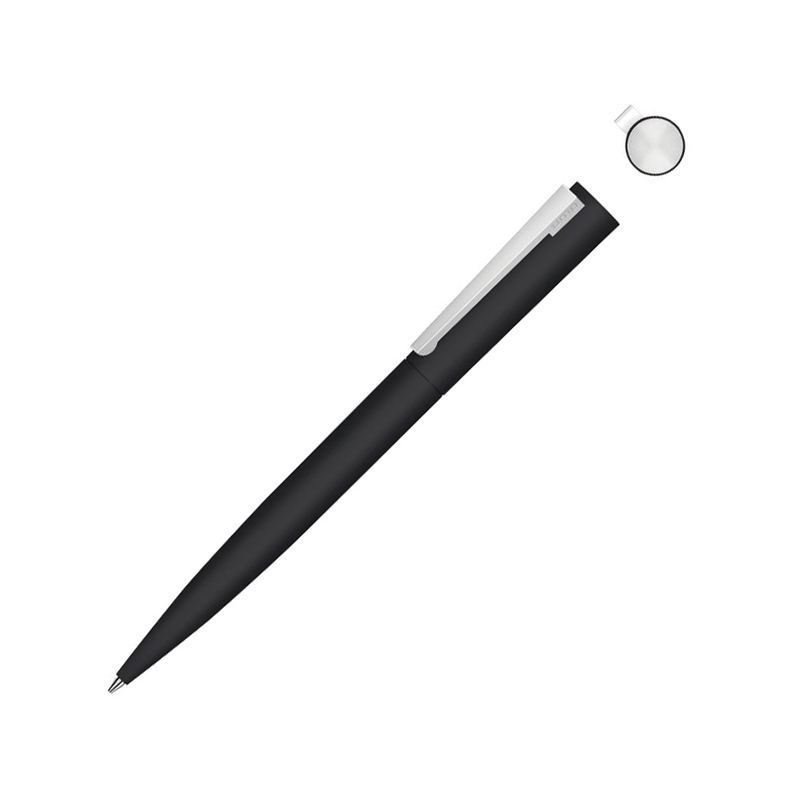 Металлическая шариковая ручка soft touch "Brush gum", черный с логотипом