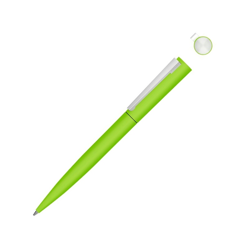 Металлическая шариковая ручка soft touch "Brush gum", светло-зеленый с логотипом