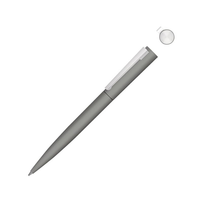 Металлическая шариковая ручка soft touch "Brush gum", серый с логотипом
