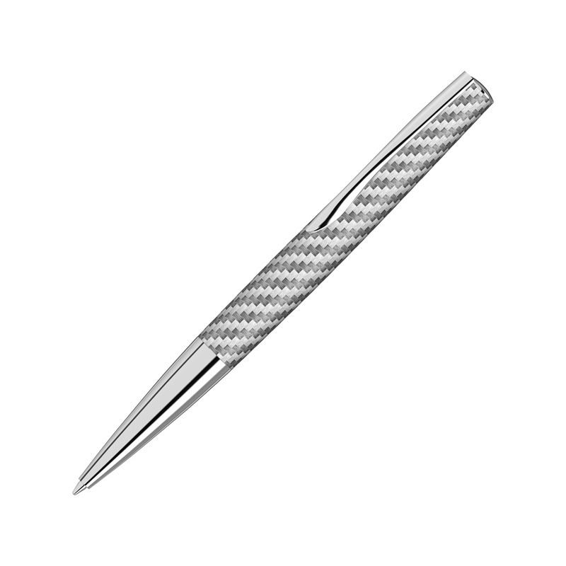 Ручка шариковая металлическая "Elegance" из карбонового волокна, серебристый с логотипом