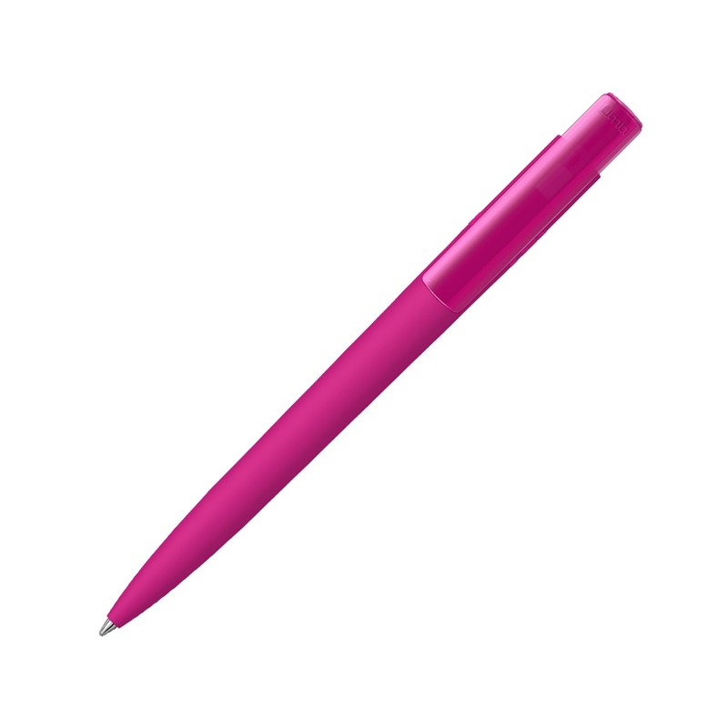 Шариковая ручка "RECYCLED PET PEN PRO K transparent GUM" soft-touch, розовый с логотипом