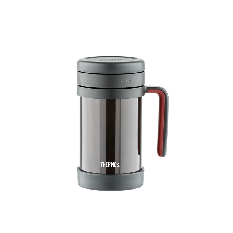Термос из нерж. стали с ситом тм THERMOS TCMF-501, черный с логотипом