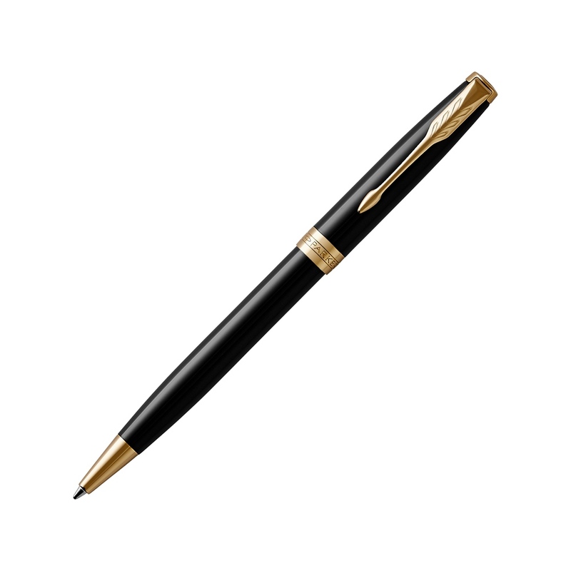 Ручка шариковая «Parker Sonnet Core Black Lacquer GT», черный/золотистый с логотипом