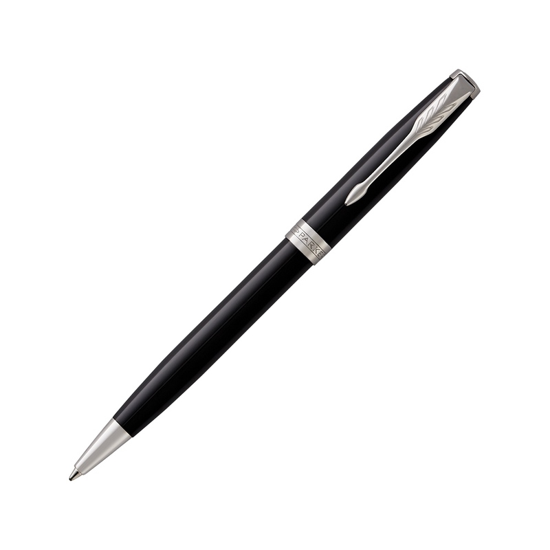 Ручка шариковая «Parker Sonnet Core Black Lacquer CT», черный/серебристый с логотипом