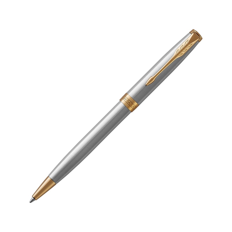 Ручка шариковая «Parker Sonnet Core Stainless Steel GT», серебристый/золотистый с логотипом