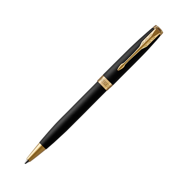 Ручка шариковая «Parker Sonnet Core Matte Black GT», черный/золотистый с логотипом