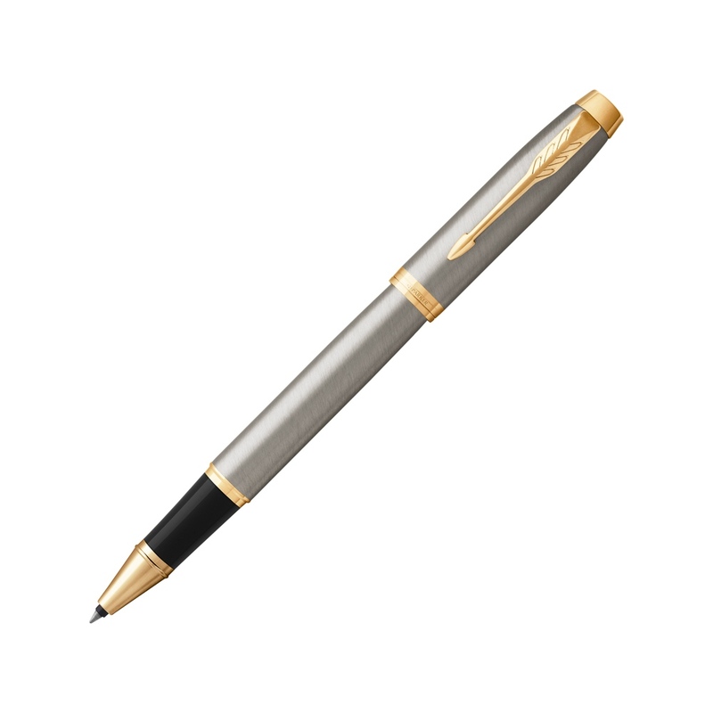 Ручка роллер «Parker IM Core Brushed Metal GT», серебристый/золотистый с логотипом