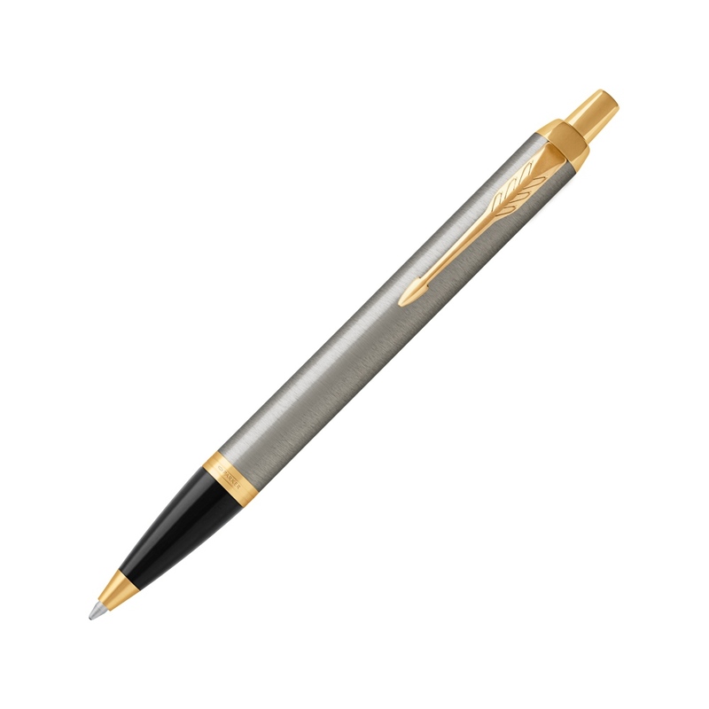 Ручка шариковая «Parker IM Core Brushed Metal GT», серебристый/золотистый с логотипом