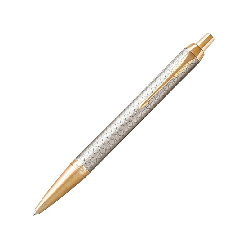 Шариковая ручка Parker IM Premium Warm Silver (grey)  GT, стержень: M, цвет чернил: blue, в подарочной упаковке. с логотипом