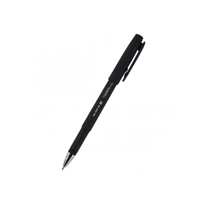 Ручка "CityWrite.BLACK" шариковая, черный пластиковый корпус, 1.0 мм, синяя с логотипом