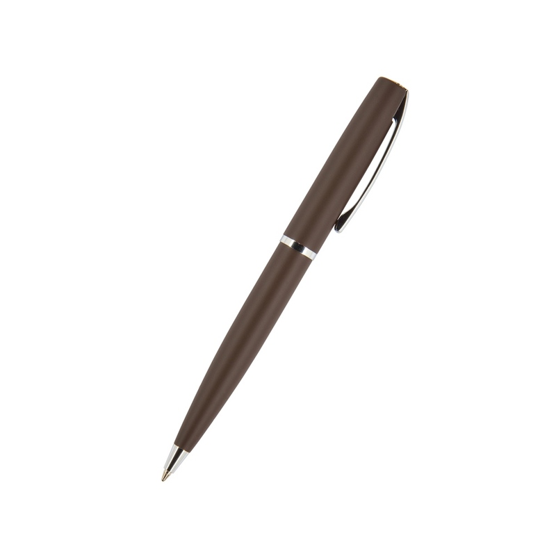 Ручка "Sienna" шариковая  автоматическая, коричневый металлический корпус soft-touch, 1.0 мм, синяя с логотипом