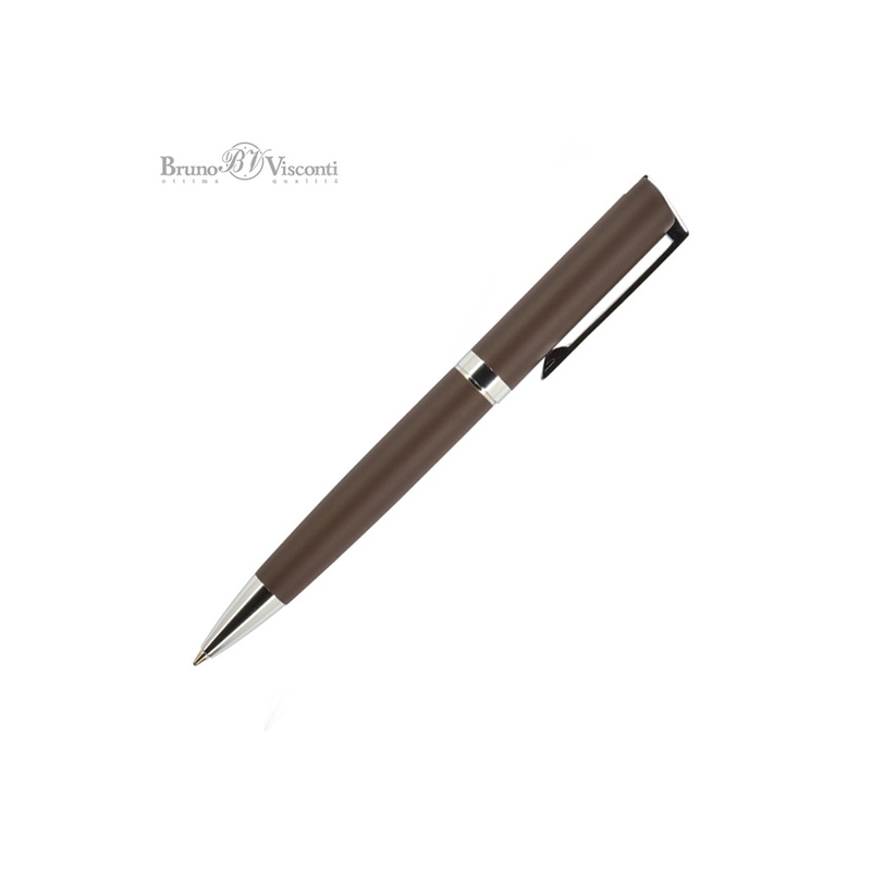 Ручка шариковая автоматическая BrunoVisconti® "MILANO" цвет корпуса коричневый, 1 мм с логотипом