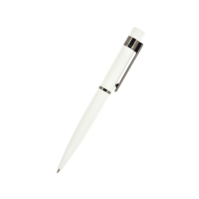 Ручка шариковая автоматическая BrunoVisconti "VERONA" цвет корпуса белый, soft-touch, 1 мм, синяя с логотипом